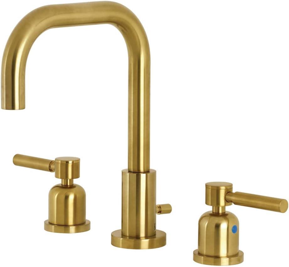 Kingston Brass Concord Two-Handle 3-Hole Deck Mount Widespread Bathroom Faucet with Brass Pop-Up Drain