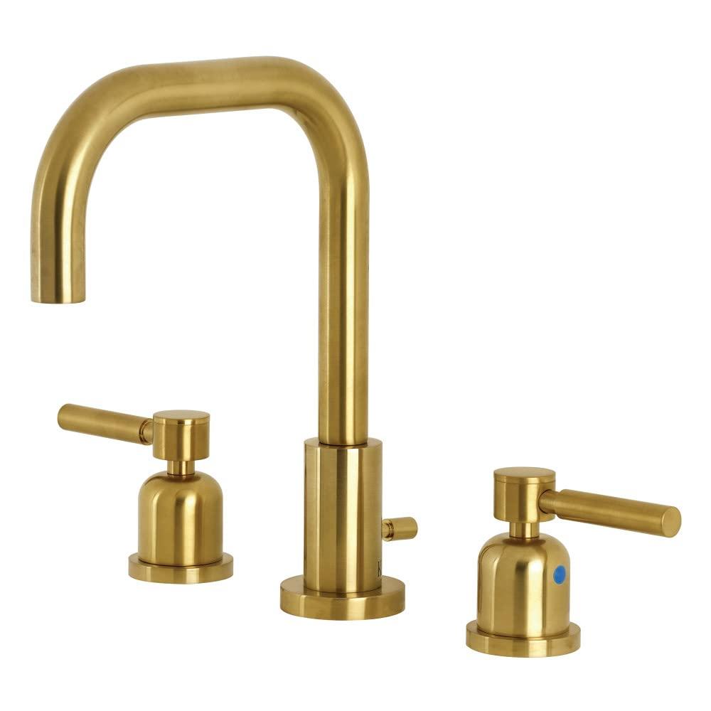 Kingston Brass Concord Two-Handle 3-Hole Deck Mount Widespread Bathroom Faucet with Brass Pop-Up Drain