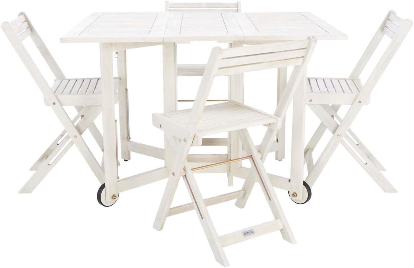 Arvin  5 Piece Patio Outdoor Foldable Dining Set - White - Safavieh.