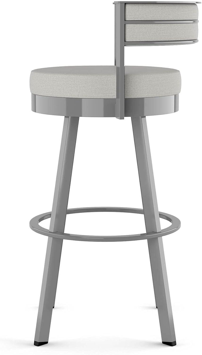 Amisco Browser Upholstered Counter Height Barstool Gray: Oval Back, Polyester, Steel Frame, 300 lbs Capacity