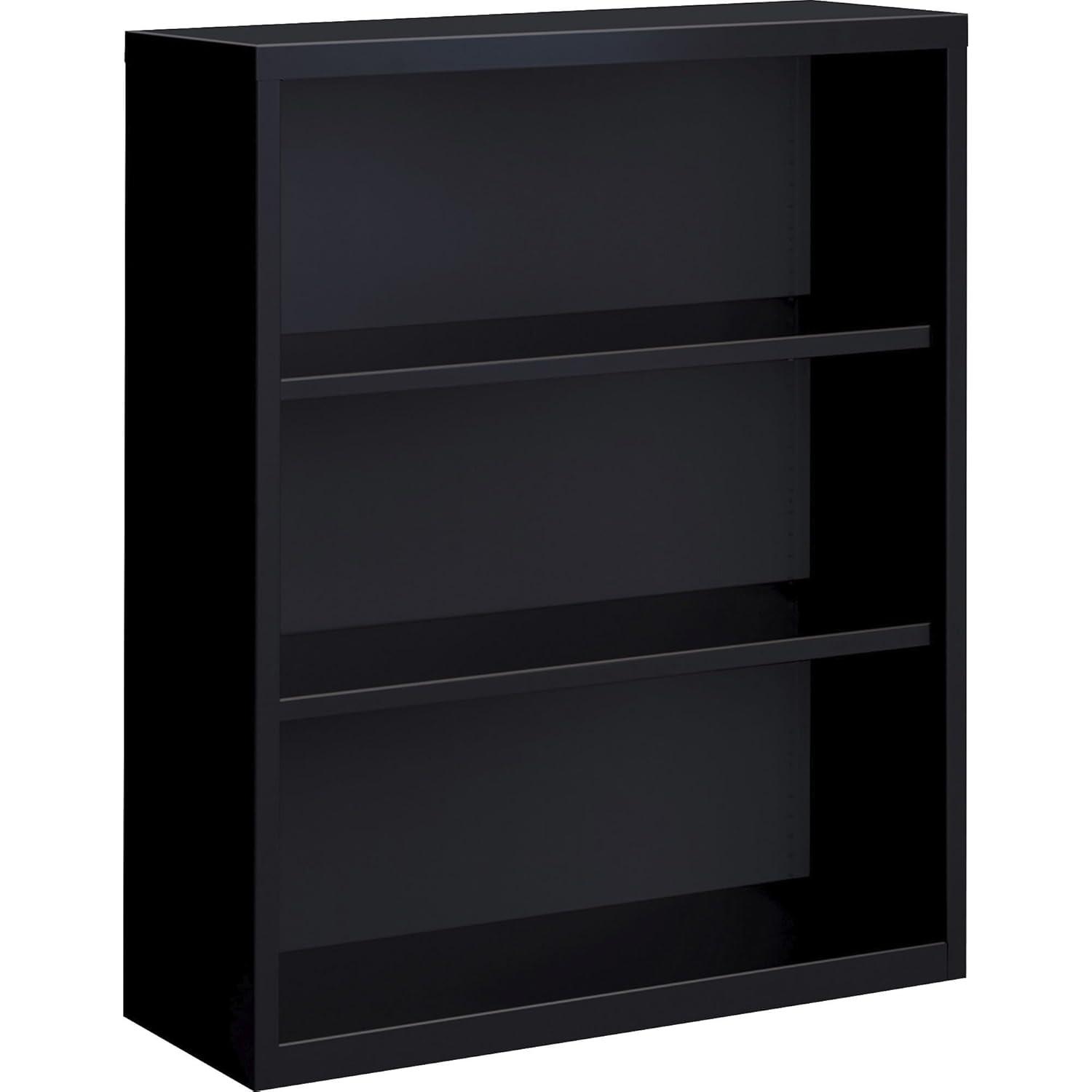 Lorell Steel Bookcase 3-Shelf 34-1/2"x12-5/8"x42" Black 41285
