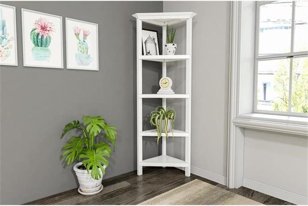 NewRidge 4-Tier Corner Wooden Bookcase White