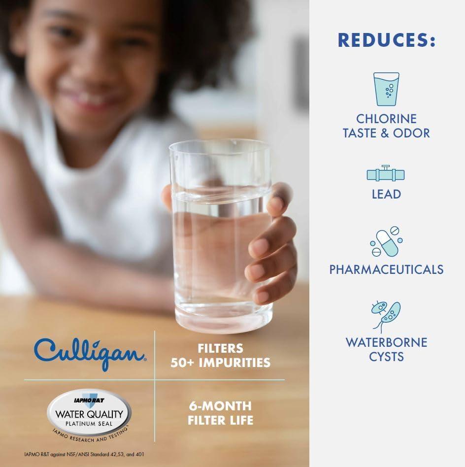 Culligan CUW1 Replacement Whirlpool (EDR1RXD1 WHR1RXD1 KAD1RXD1) Refrigerator Water Filter 1: Filters Lead, Mercury, Chlorine, VOCs