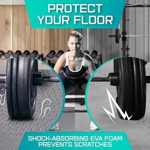 Yes4All 6 pcs Interlocking Exercise Foam Mats, Cover 24 sqft, 7/16 inch, Black Color