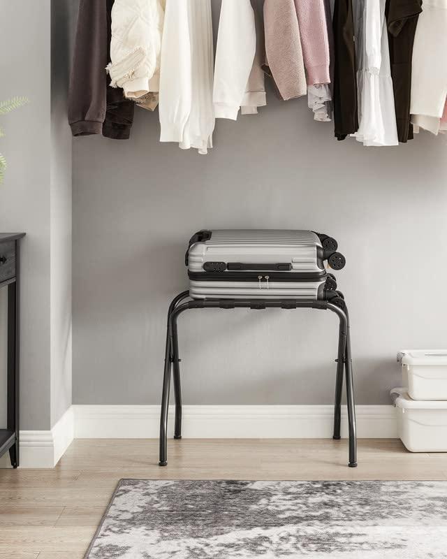 BINO Luggage Rack, Pack Of 2, Luggage Racks For Guest Room, Suitcase Stand, Steel Frame, Foldable, For Bedroom, Black