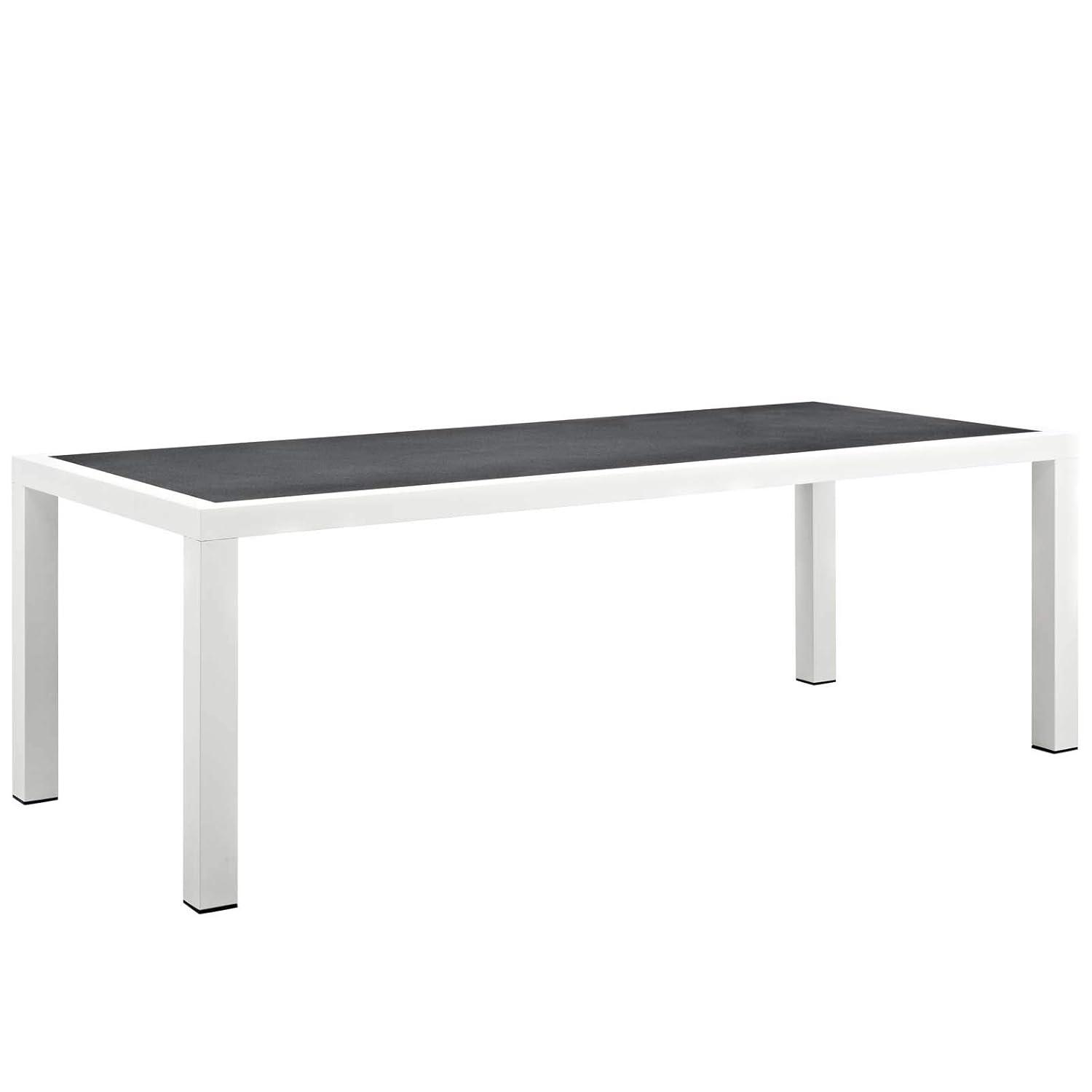 Modway Stance Rectangle Aluminum Patio Dining Table in White and Gray