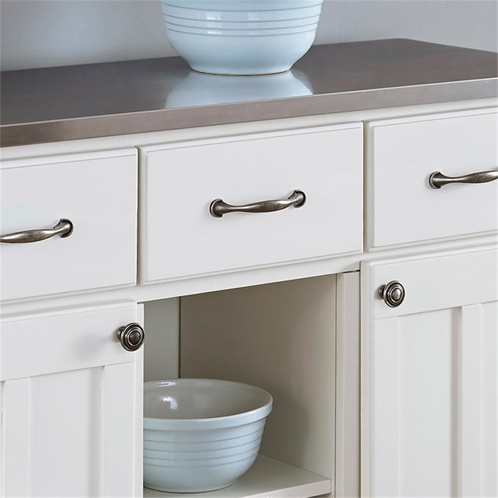 36.25" Sideboard Buffet Servers with Stainless Top Off White - Home Styles: Kitchen Hutch, Buffet Table