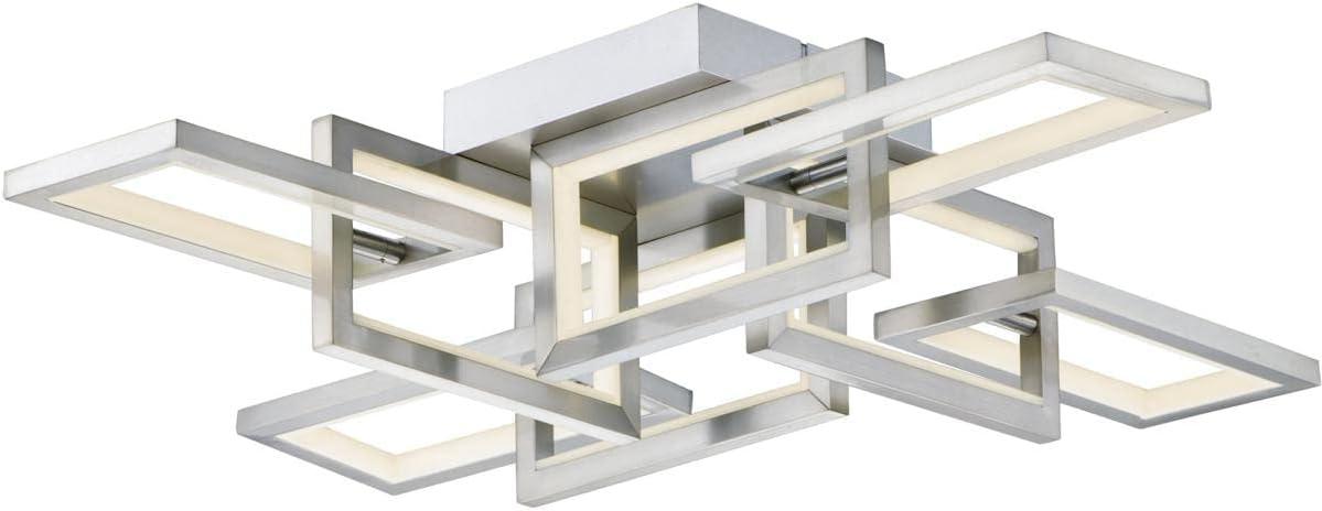 Satin Nickel 8-Light LED Adjustable Flush Mount Ceiling Fixture