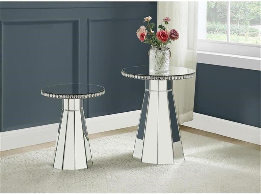 16" Lotus Accent Table Mirroed/Faux crystals Inlay - Acme Furniture