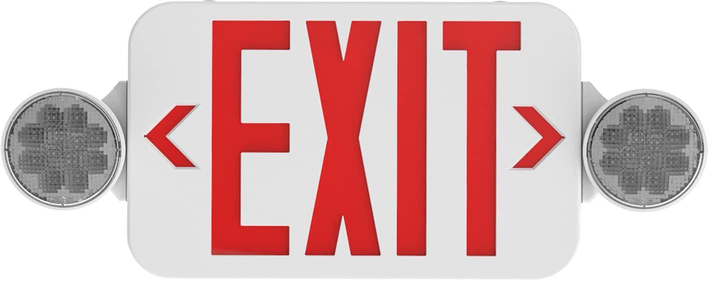 White Plastic LED Exit Sign with Emergency Lights