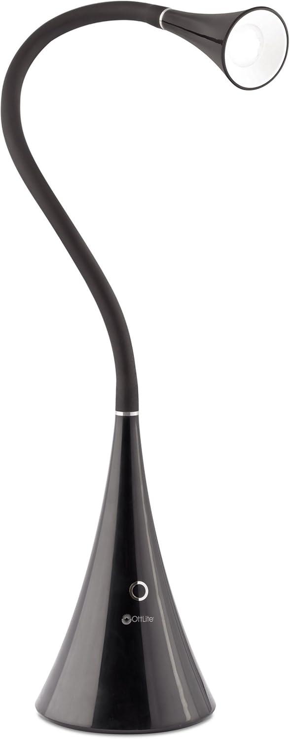 OttLite LED FlexNeck Table Lamp - USB Charging Port, Adjustable Brightness, Energy Efficient