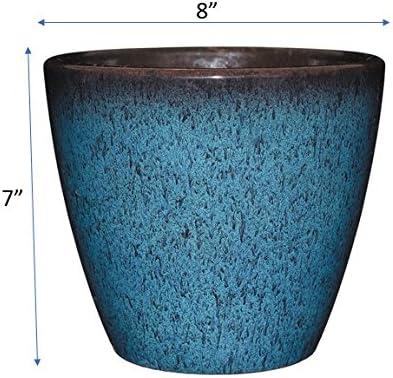 Indigo 8" Round Resin Indoor/Outdoor Planter