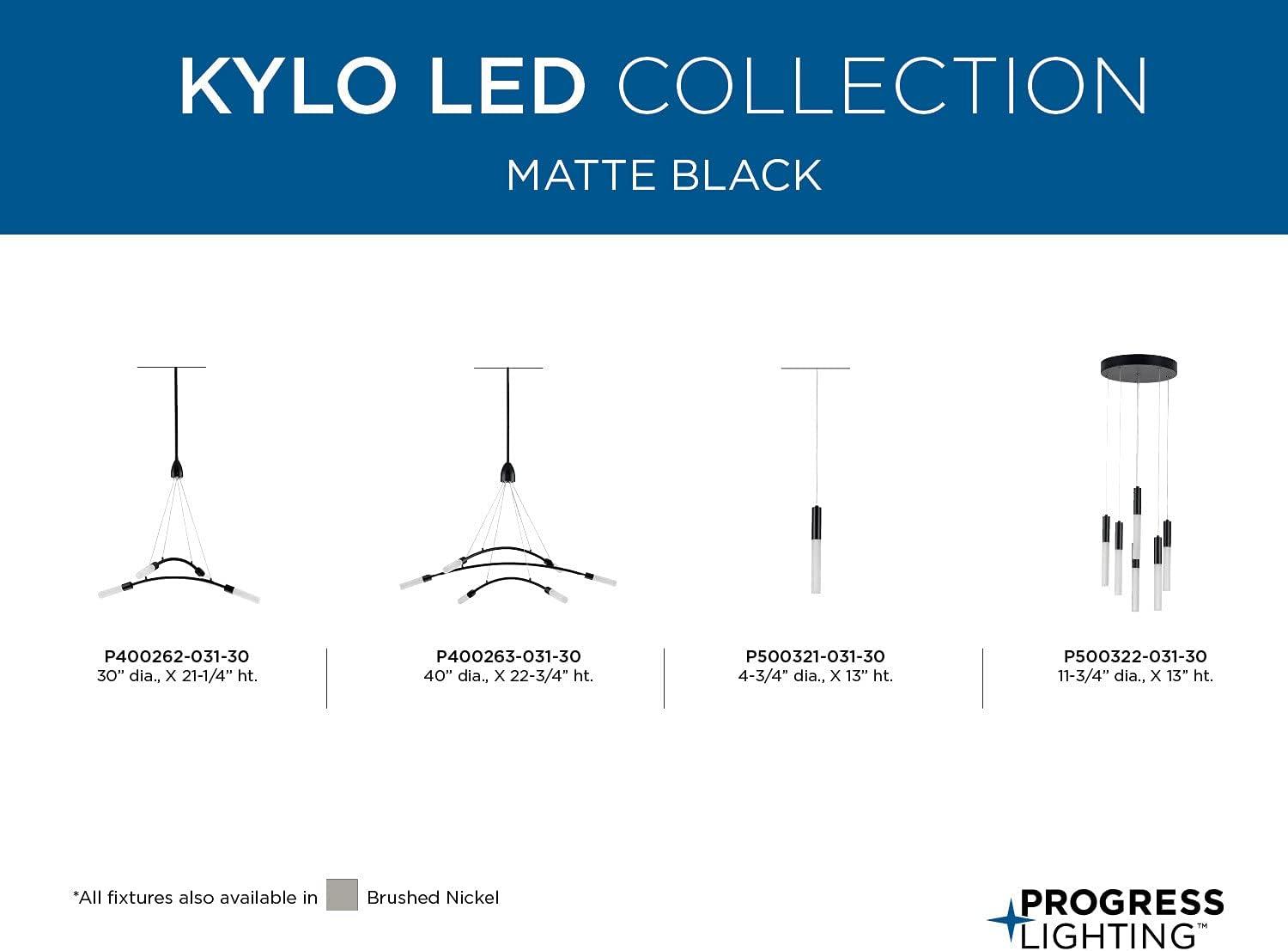 Progress Lighting Kylo 1-Light LED Modern Hanging Pendant Light, Aluminum, Matte Black, Frosted Acrylic Shade