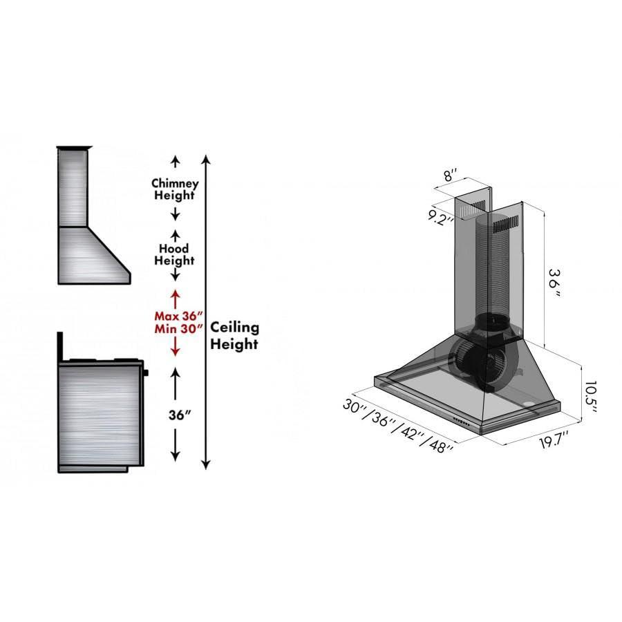 ZLINE 30 in. Designer Series Convertible Vent Wall Mount Range Hood (8KBB-30)