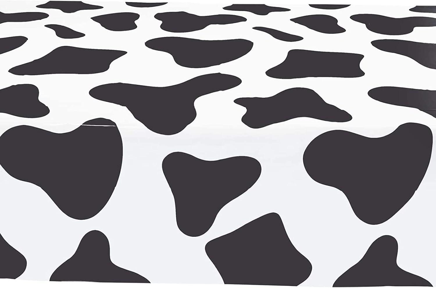 Blue Panda 3-Pack Farm Cow Print Disposable Plastic Tablecloth Table Cloth 54"x108" Party Supplies