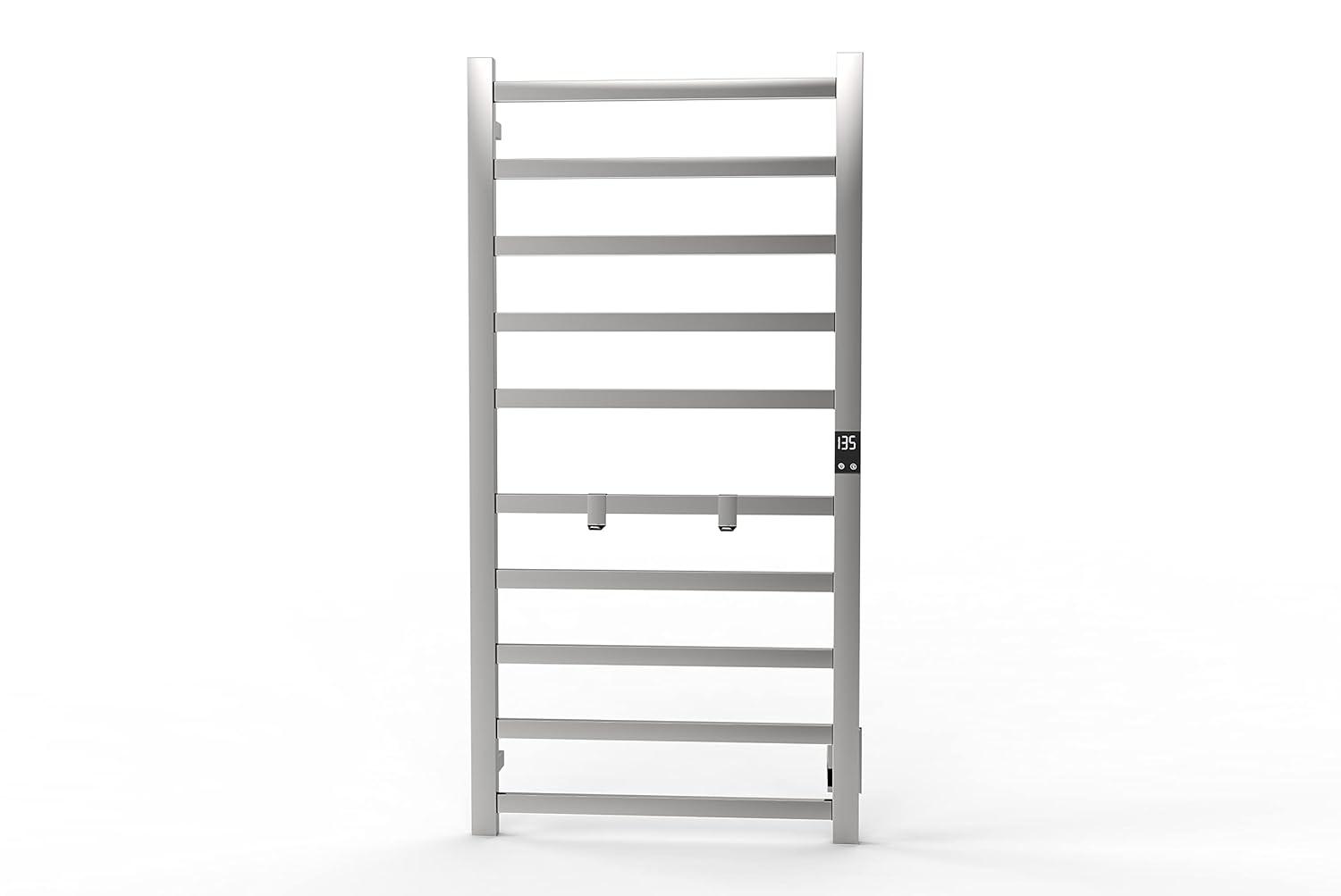 Topdattion Electric Towel Warmer | Super Thin | Hardwired & Plug-in | 10 Bar Brushed