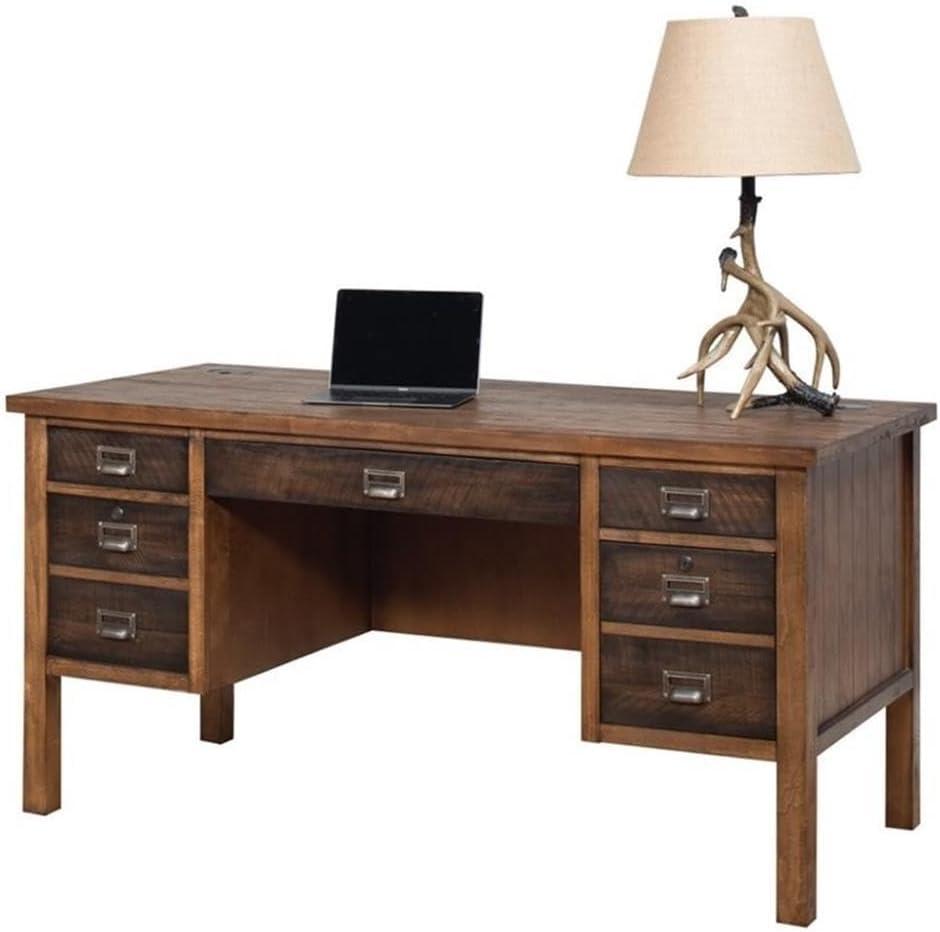 Heritage Half Pedestal Desk Brown - Martin Furniture