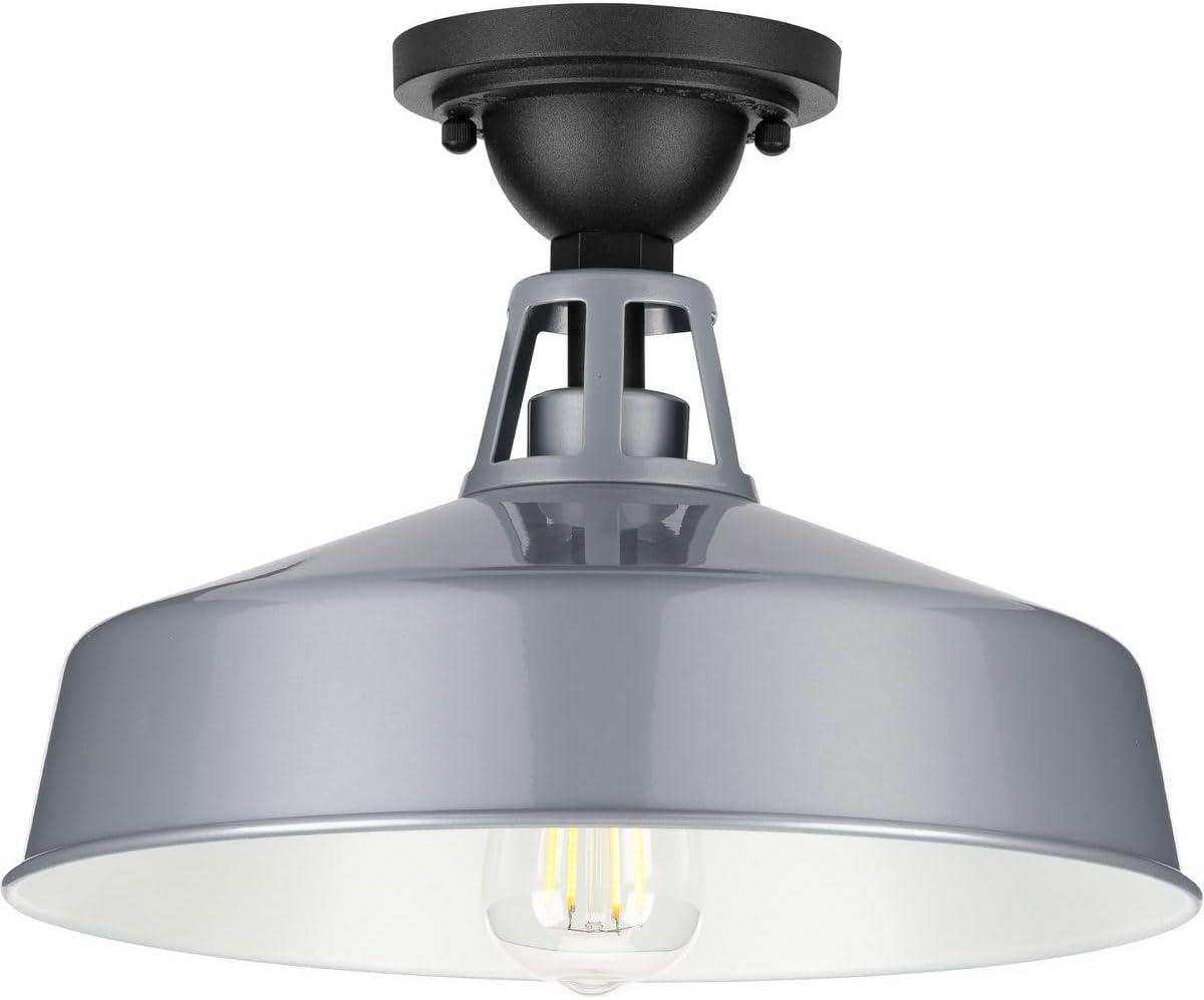 Progress Lighting, Cedar Springs, 1-Light Ceiling Light, Metallic Gray, White Shade