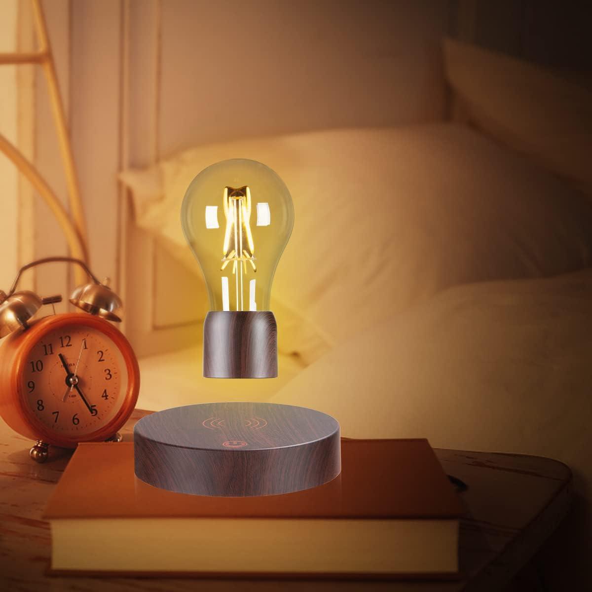 Levitating Light Bulb Lamp Floating and Spinning LED Bulb Light 360 Degree Rotating Magnetic Levitation Bulb Night Lights Table Lamps Home Office Decoration Desk Tech Toys