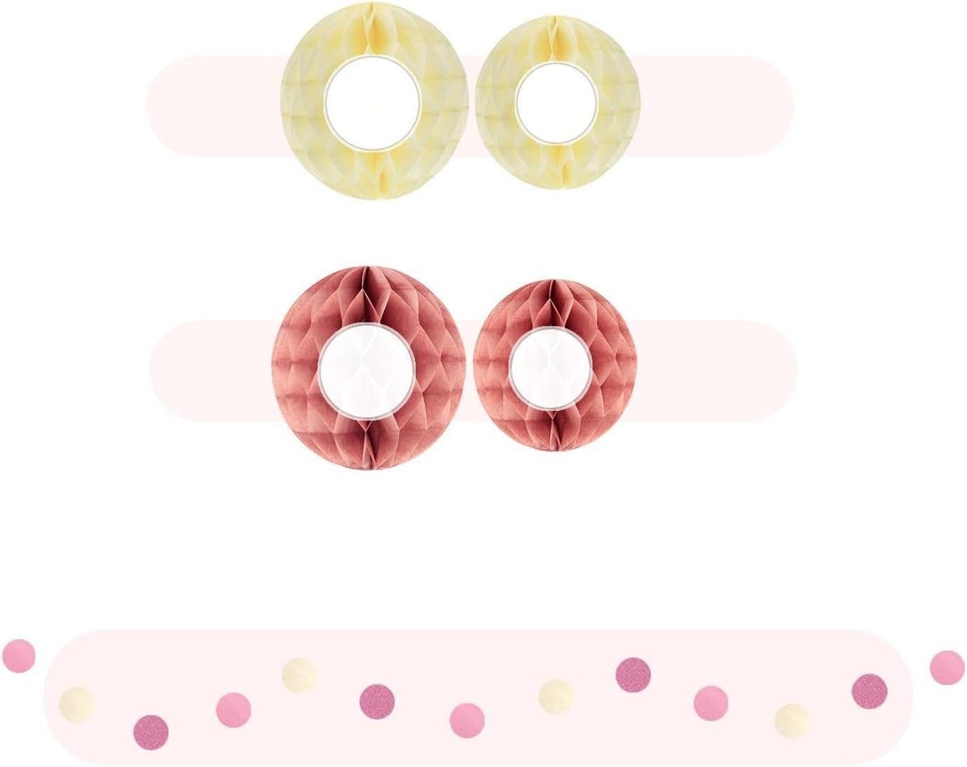 EpiqueOne 22-Piece Tissue Paper Pom Poms and Paper Lantern Party Kit - Add a Splash of White, Pink, & Mauve to Your Celebrations!