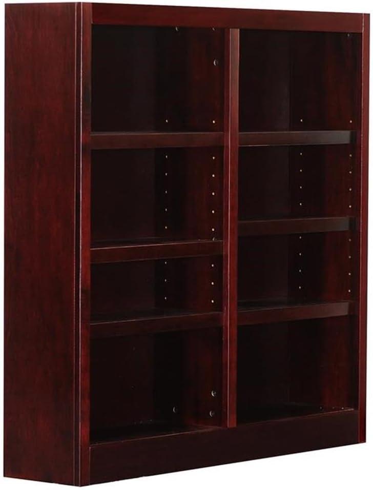 Concepts in Wood 8 Shelf Double Wide Wood Bookcase, 48 inch Tall - Cherry Finish