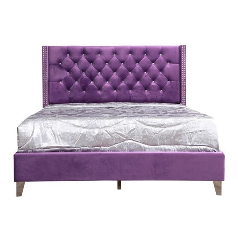 Glory Furniture Julie G1921-QB-UP Queen Upholstered Bed, Purple
