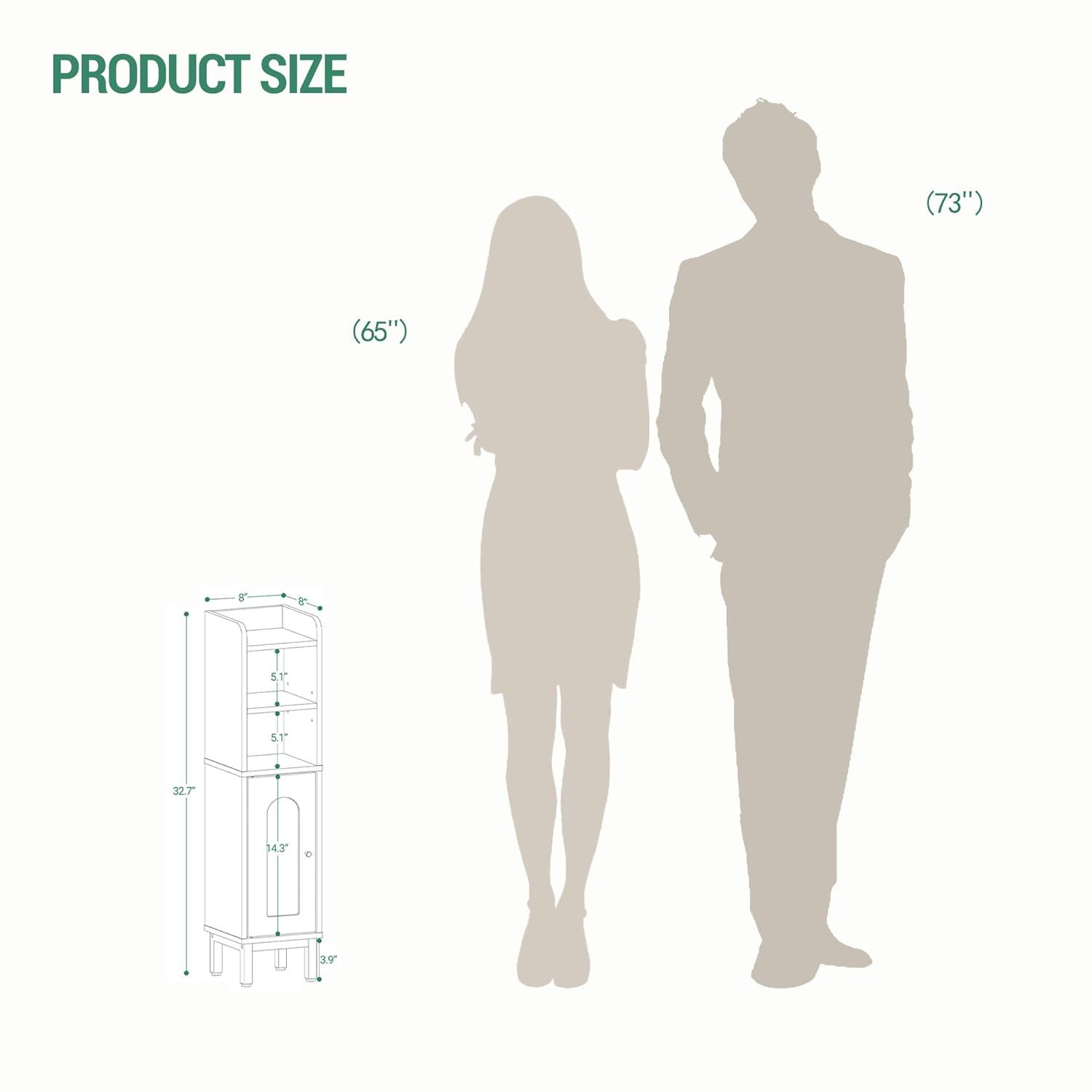 Mercer41 Bathroom Storage Cabinet, Small Corner Floor Cabinet with Door and Shelves