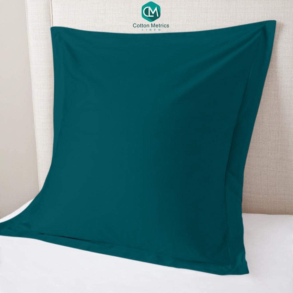 Cotton Metrics Heavy Quality European Square Pillow Shams Set of 2 Teal Green 800TC 100% Organic Cotton Euro Pillow Shams 28x28 Pillow Cover, Cushion Cover Euro Size (Euro 28x28, Teal Green)