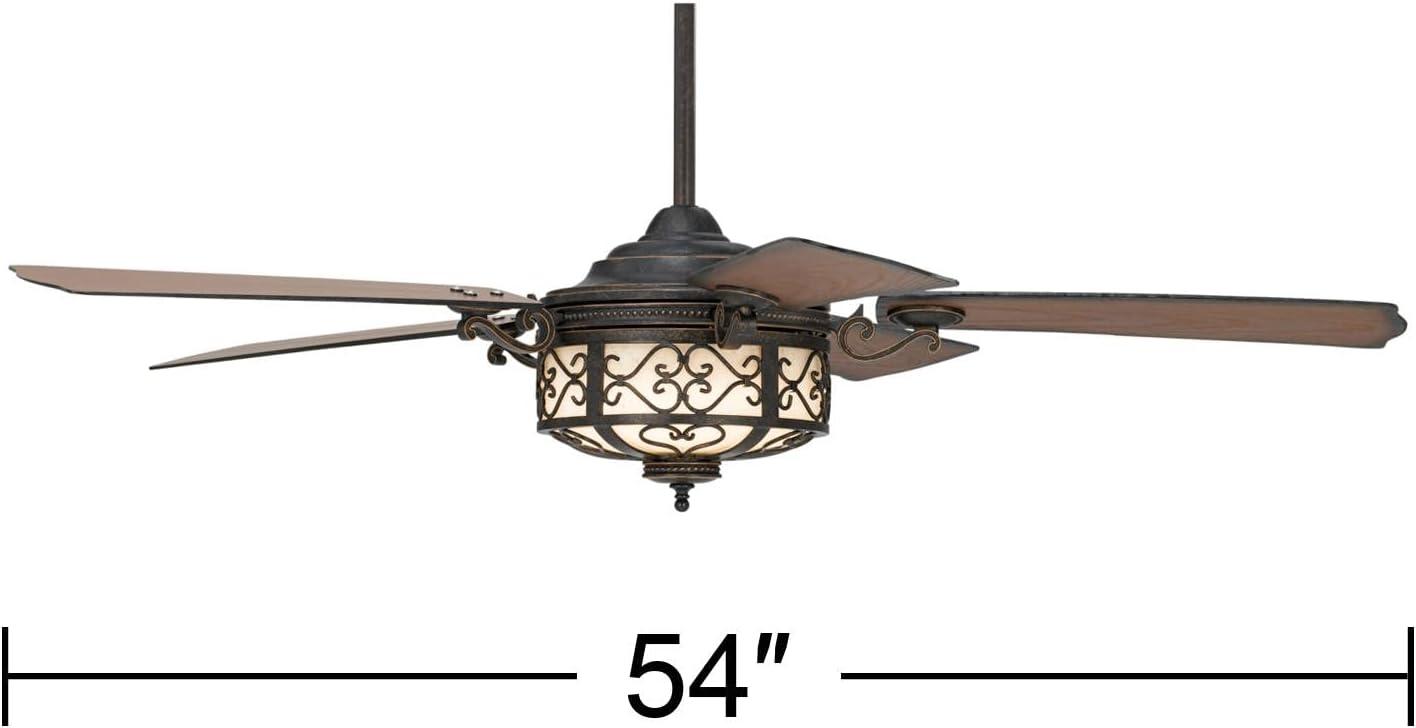 54" Casa Vieja Hermitage Rustic Indoor Outdoor Ceiling Fan with Dimmable LED Light Remote Control Golden Forged Walnut Damp Rated for Patio Exterior