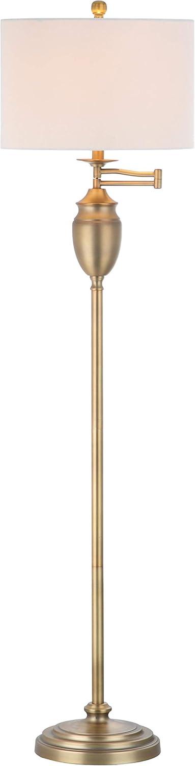 Antonia Gold Adjustable Floor Lamp with White Drum Shade