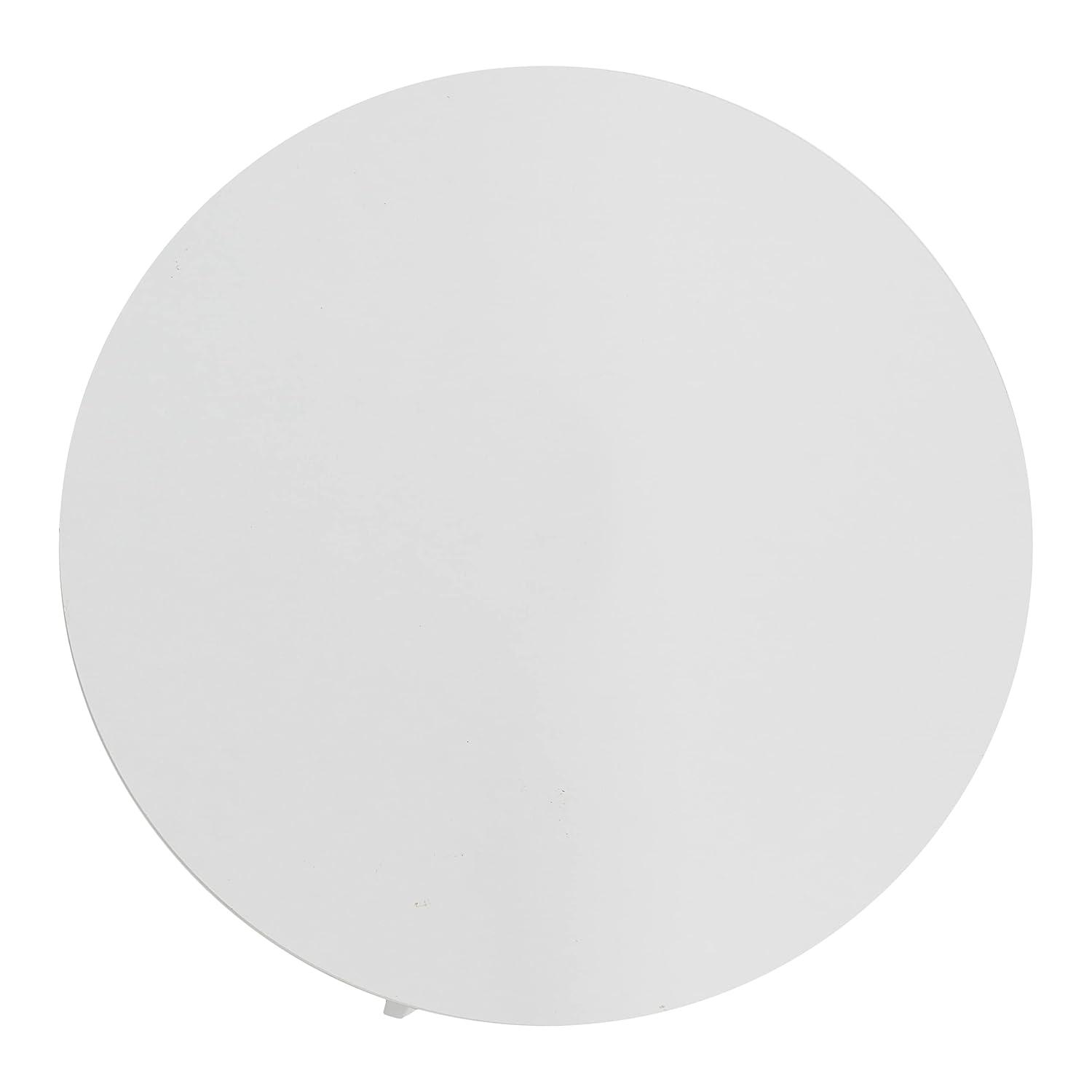 Household Essentials Jamestown Round End Table White: Modern Minimalist, Iron Frame, Particle Board Top