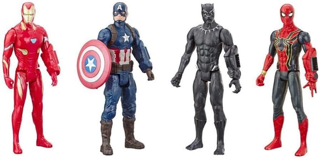 Marvel Avengers: Titan Hero Series Captain America, Iron Spider, Black Panther, and Iron Man Kids Toy Action Figure for Boys and Girls (12")