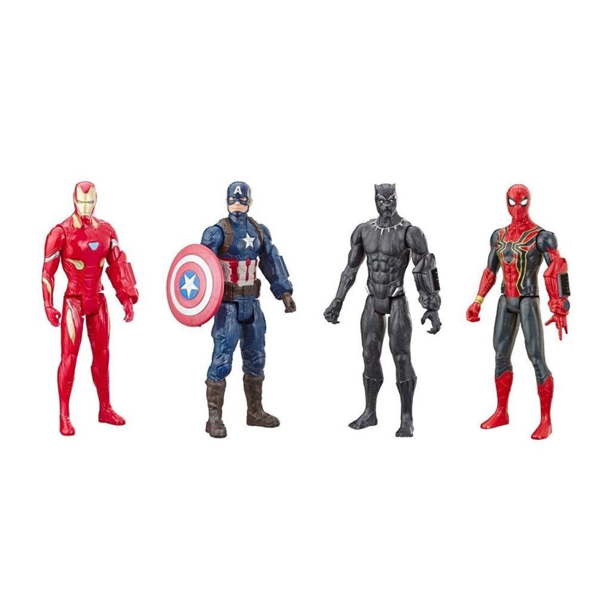 Marvel Avengers: Titan Hero Series Captain America, Iron Spider, Black Panther, and Iron Man Kids Toy Action Figure for Boys and Girls (12")