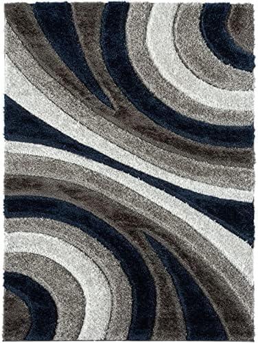 Luxe Weavers Modern Shag Geometric Area Rug, Turquoise 5x7