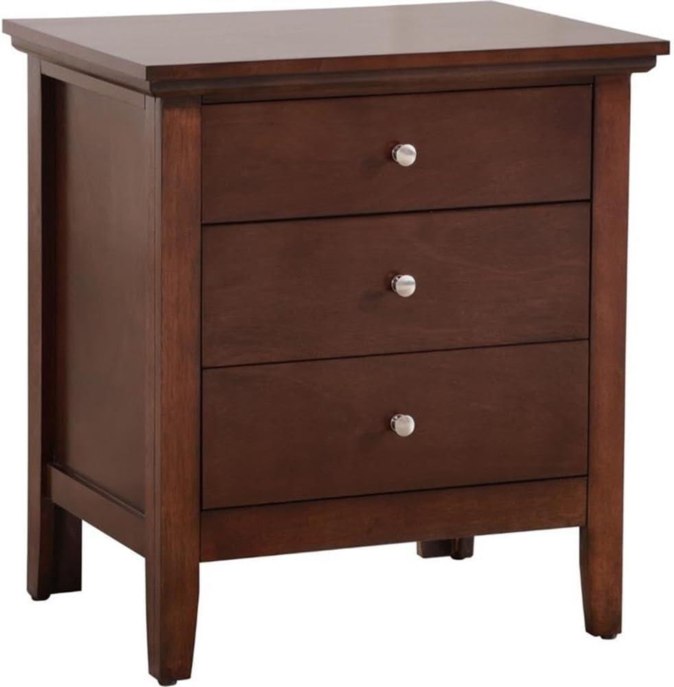 HomeStock Rustic Refinement 3 Drawer Nightstand , Cappuccino