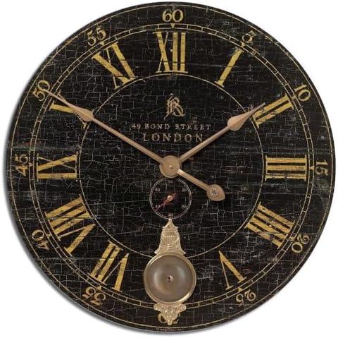 Bond Street Black and Gold 30" Traditional Wall Clock