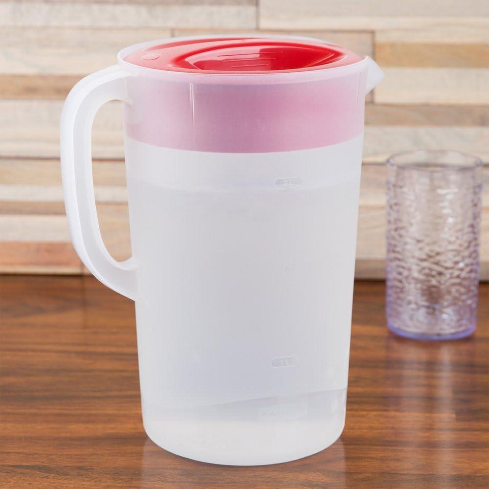 Rubbermaid Classic 1 Gallon Pitcher, 3-Position Lid, Easy Pour Red Lid