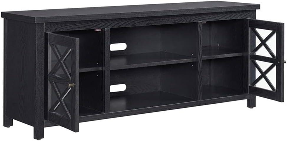 Evelyn&Zoe Colton Rectangular TV Stand for TV's up to 65", Black Grain