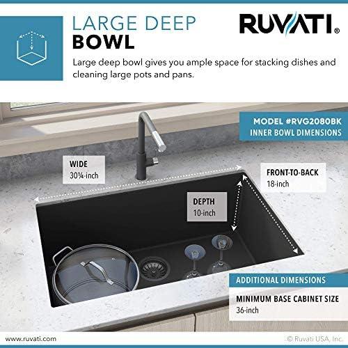 Ruvati 32 x 19 inch Granite Composite Undermount Single Bowl Kitchen Sink