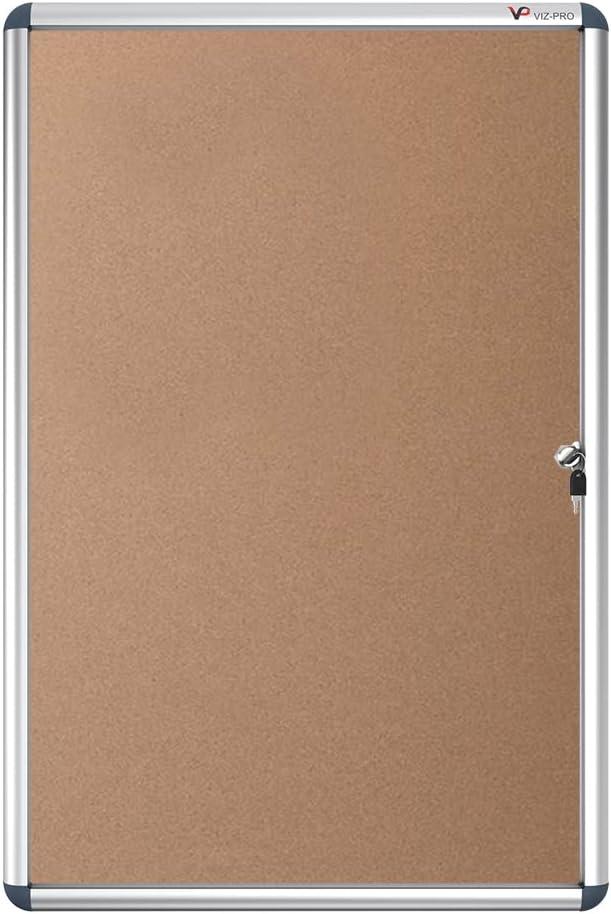 36x24 Inch Lockable Cork Noticeboard with Aluminium Frame