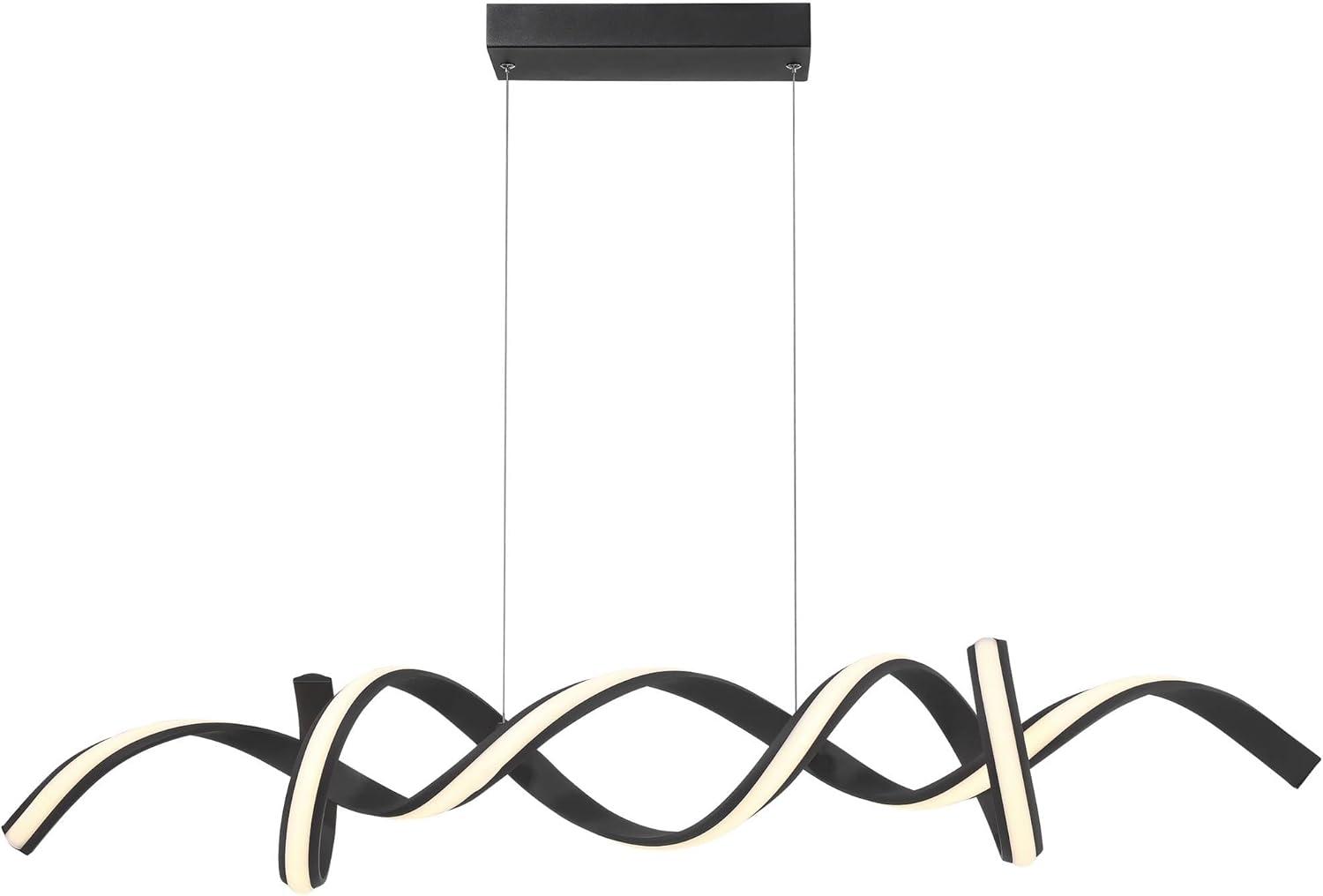 Possini Euro Design Helix Sand Black Island Pendant Chandelier 46" Wide Ultra Modern Spiral Dimmable LED Light Strip Twisting Ribbon Dining Room House