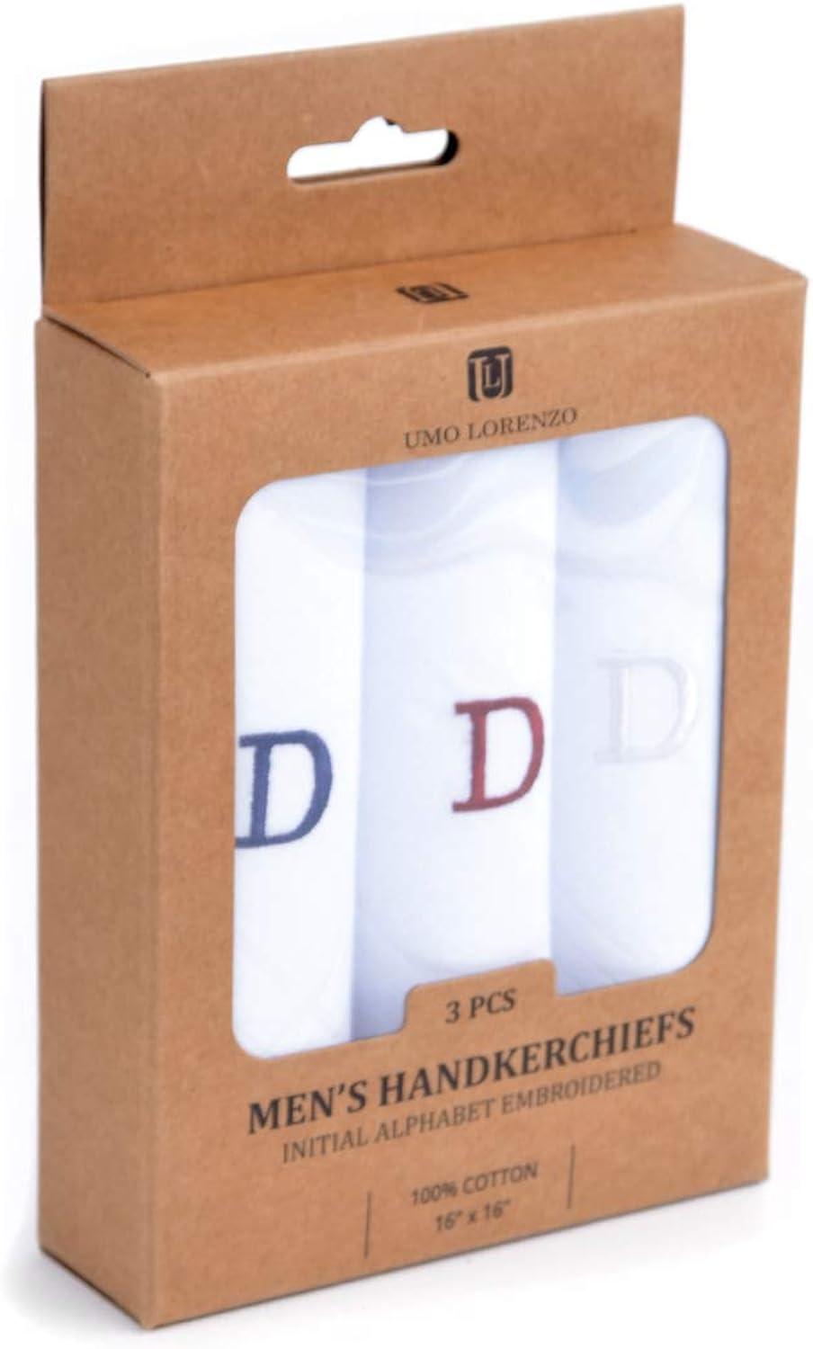 White Cotton Monogrammed Handkerchief Set for Men
