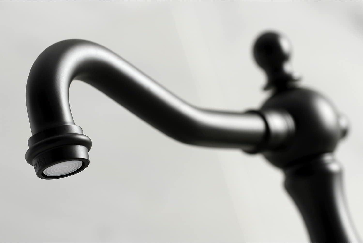 Kingston Brass Heritage Two-Handle 3-Hole Deck Mount Widespread Bathroom Faucet with Brass Pop-Up Drain