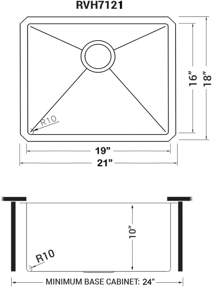 Ruvati Bar Prep Sink Narrow Trough Undermount 16 Gauge Stainless Steel Single Bowl
