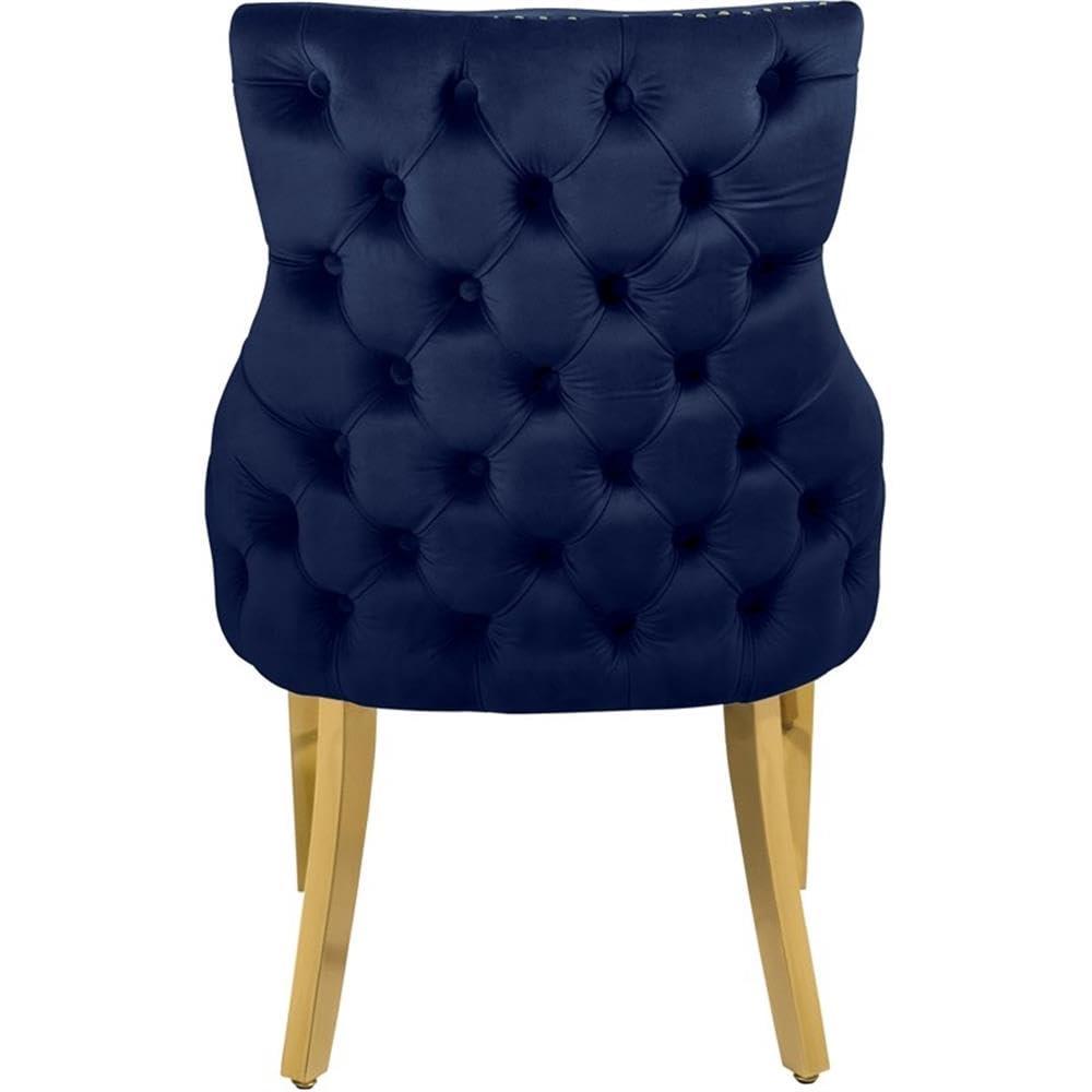 Meridian Furniture Tuft Navy Velvet Dining Chair in Gold Finish (Set of 2)
