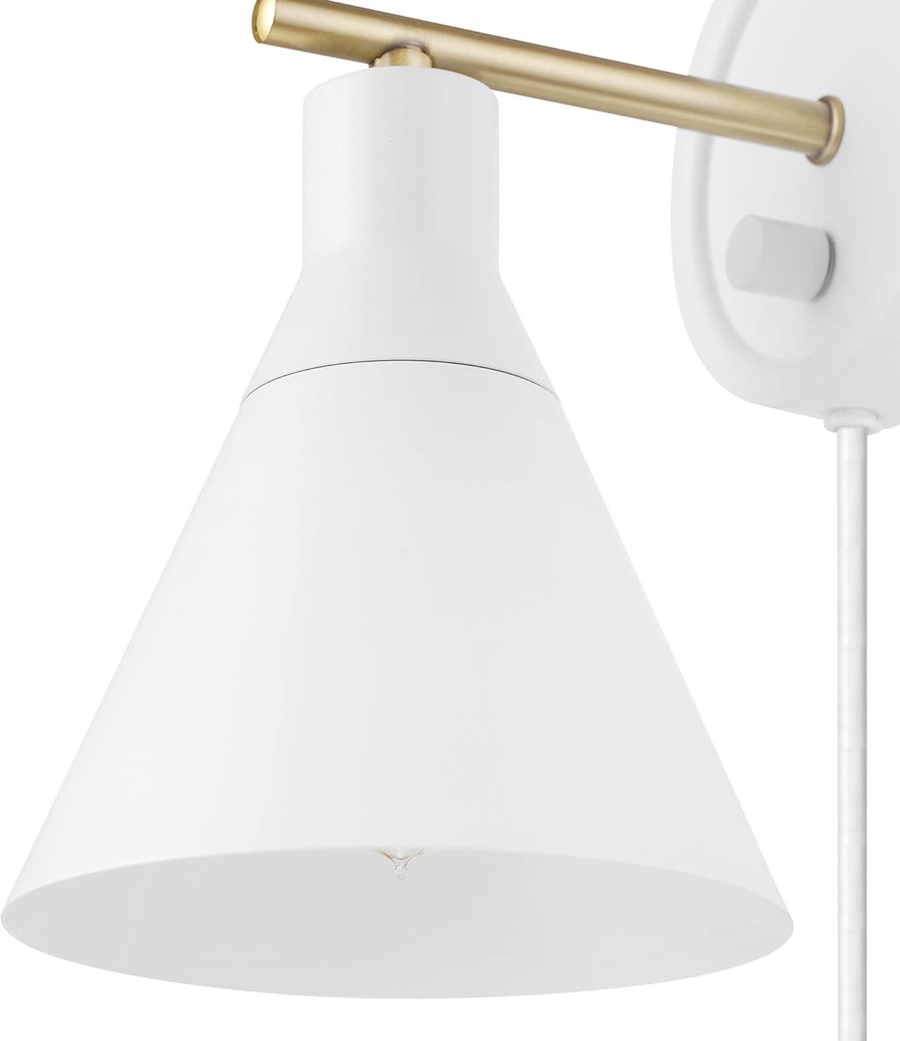 Matte White Brass Accent Dimmable Wall Sconce