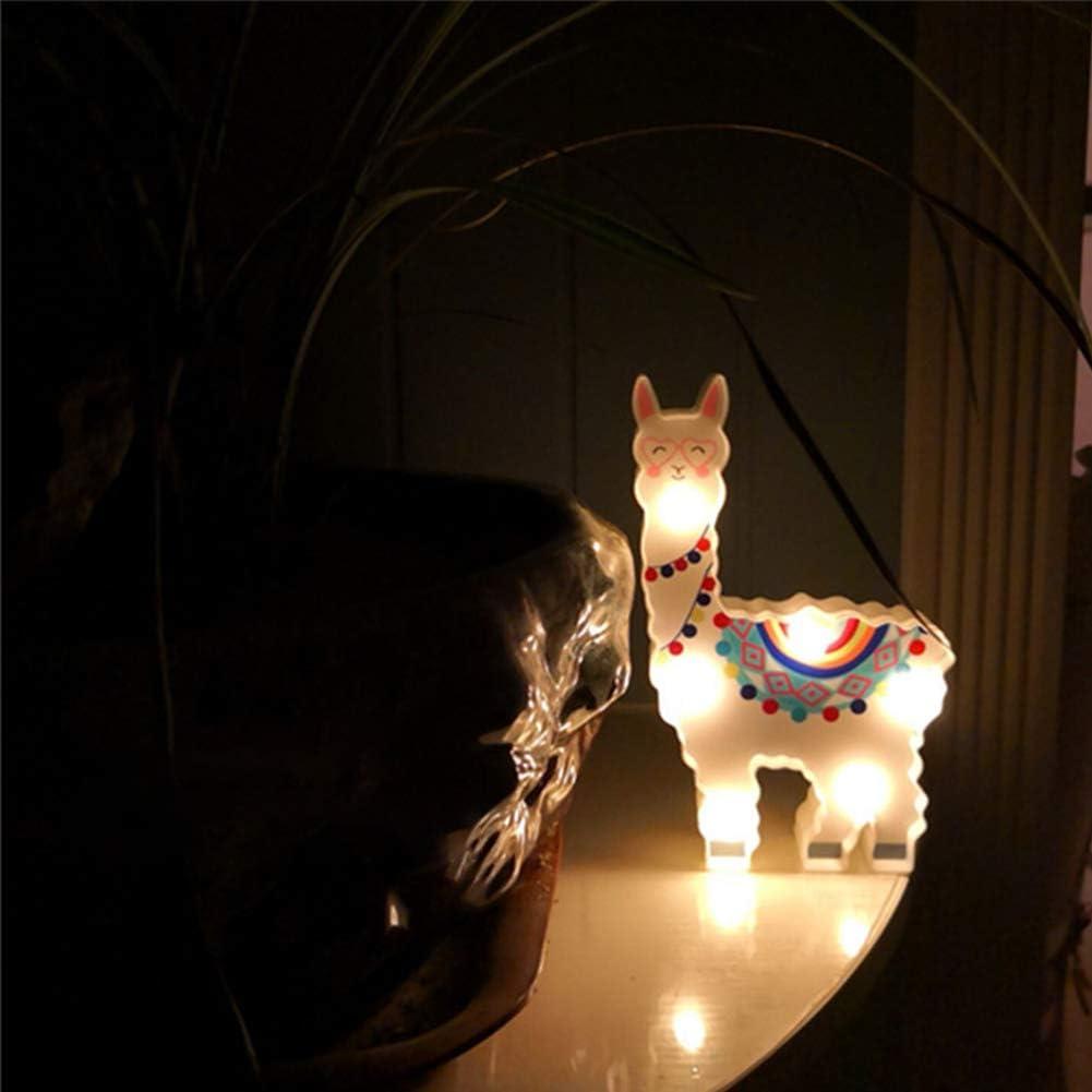 Colorful Alpaca Battery-Operated Night Light for Kids