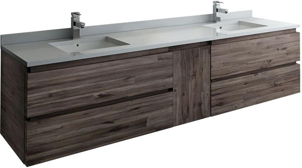 Fresca Formosa 84" Wall-Mounted Double Sink Modern Bathroom Vanity Set