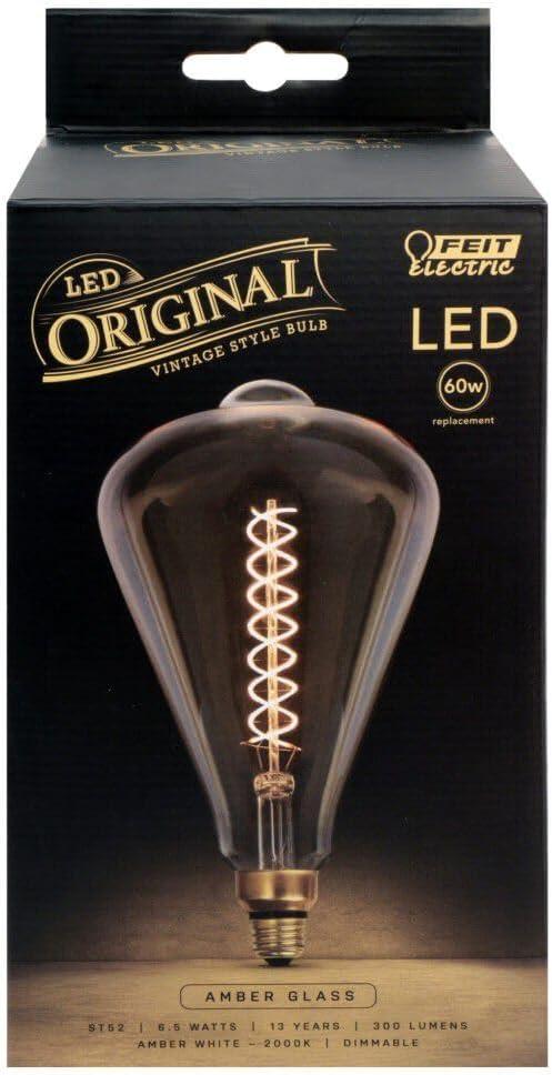 Feit Electric ST52 E26 (Medium) LED Bulb Amber 60 Watt Equivalence 1 pk
