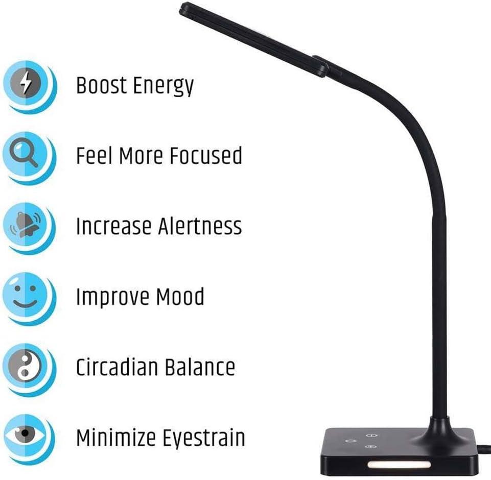 Brilli 21"H Charge Up Circadian LED Desk Lamp (Set of 2), Black Finish with Touch Switch, Night Light on Base